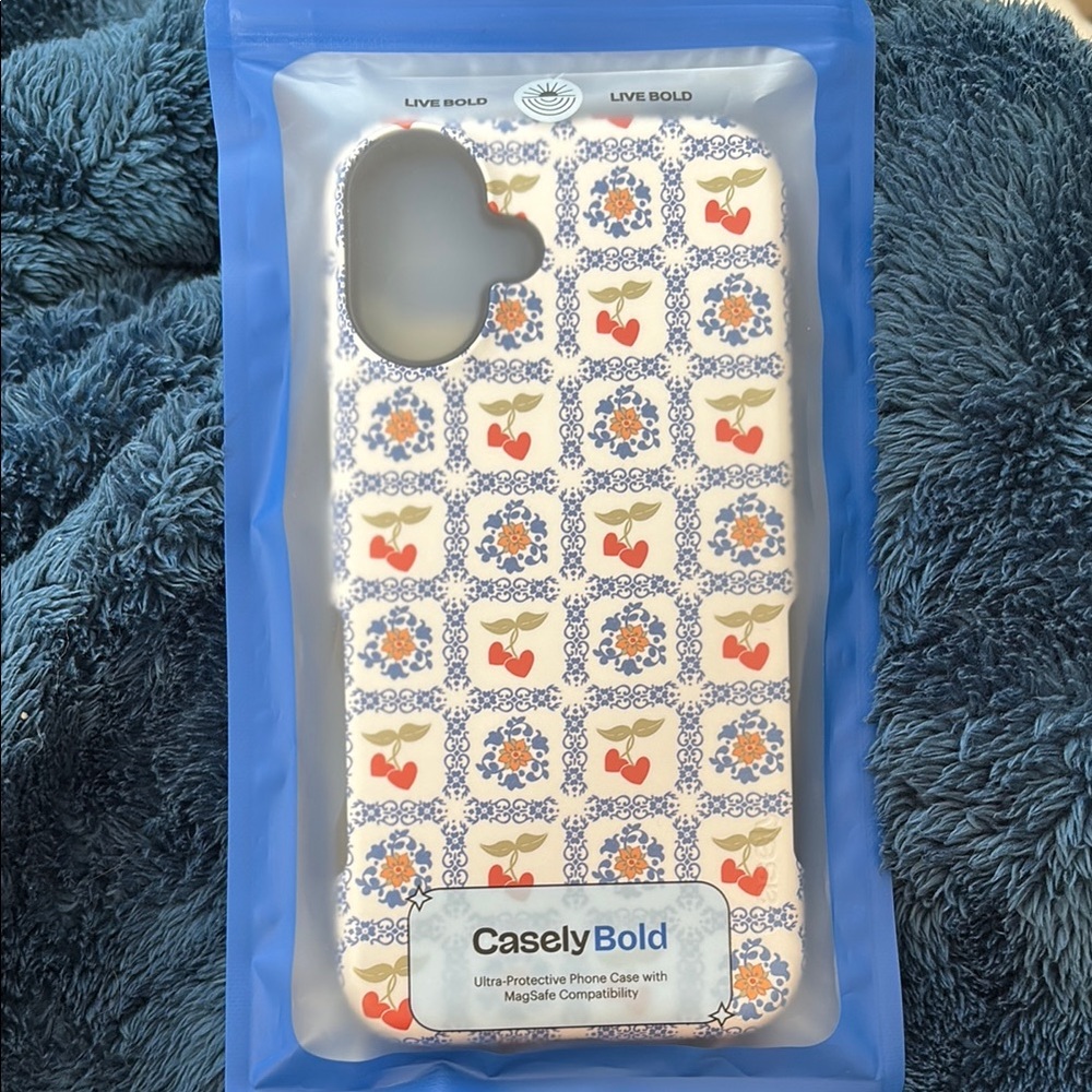 Bold Floral Phone Case - Cream and Blue